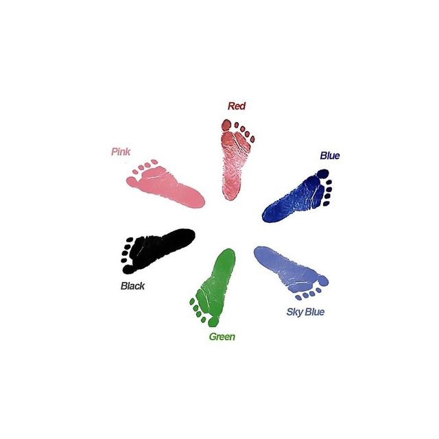 Huella de bebé, huella de mano, piel táctil, juego de almohadillas sin tinta, recuerdo con estampado de garra de perro recién nacido, negro, azul, rojo, rosa, azul claro y verde, Total 6