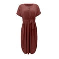 thumbnail image 5 of Vestido midi con cinturón y botones para mujer: estilo informal y fluido, tejido ligero, cinturón ajustable, apto para tres estaciones, 5 of 5
