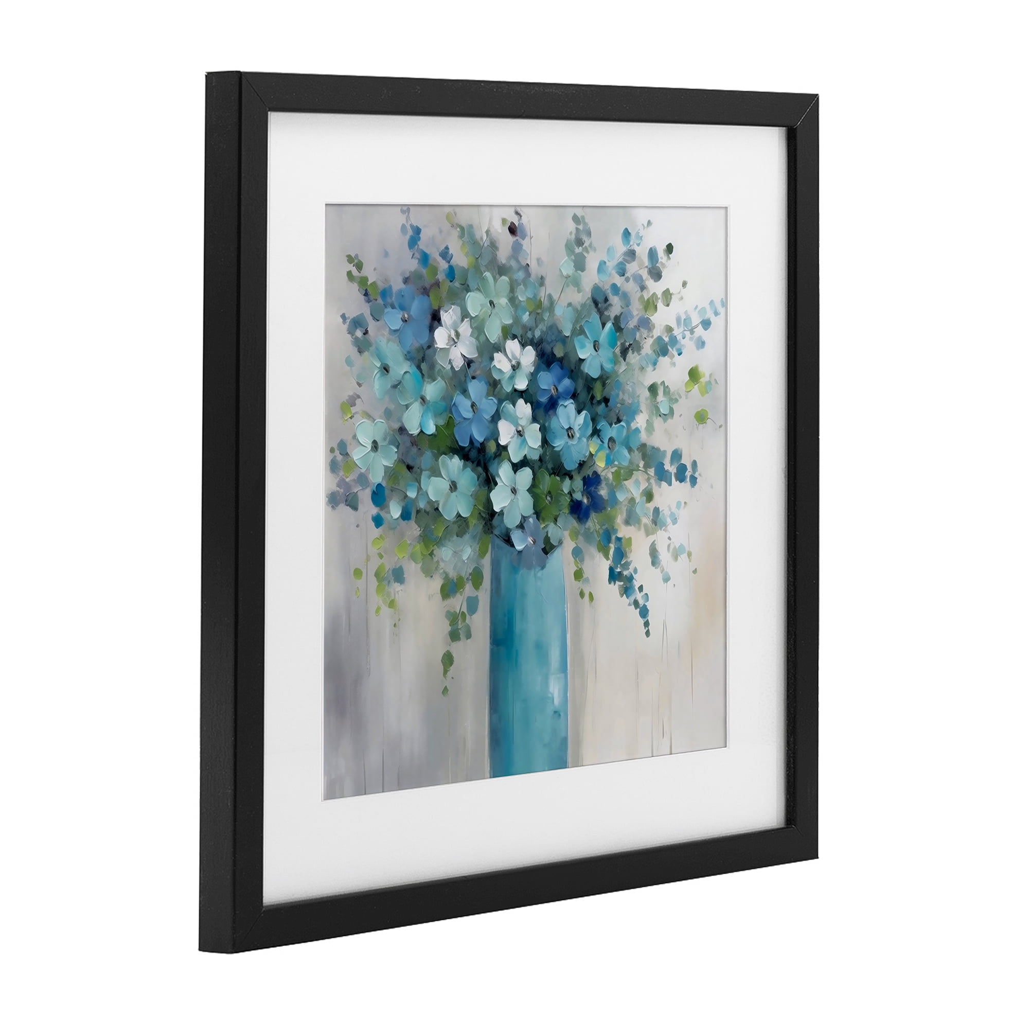 Stupell Industries Indigo Bouquet in Blue Vase Black Framed Print Under Glass, design by Creative Studio