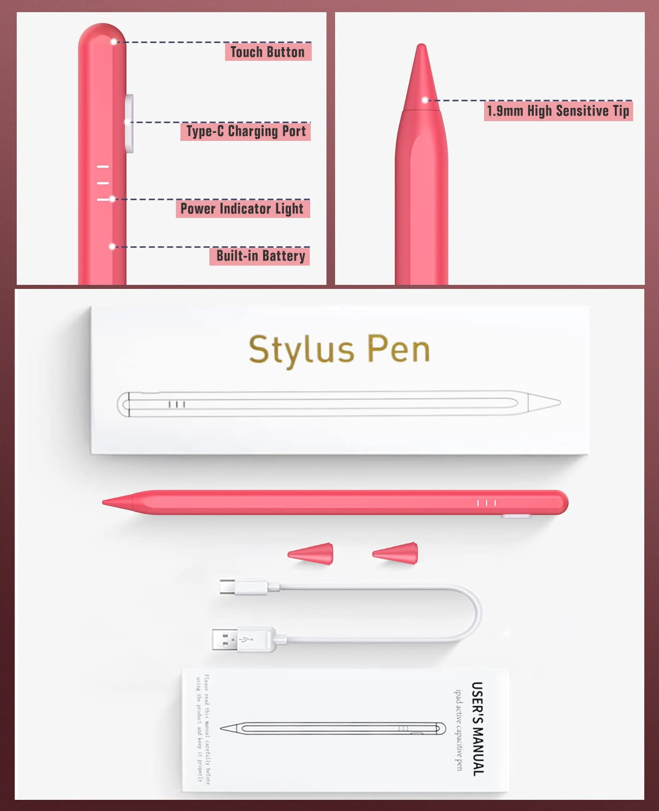 User Manual Ipad Active Capacitive Pen Active Stylus Zoxkoy Stylus