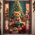 thumbnail image 3 of Festive Design Christmas Banner Decorative Cat Cute Kitten Wrapped Gifts for Holiday Celebration Home Decor Family Gathering, 3 of 9