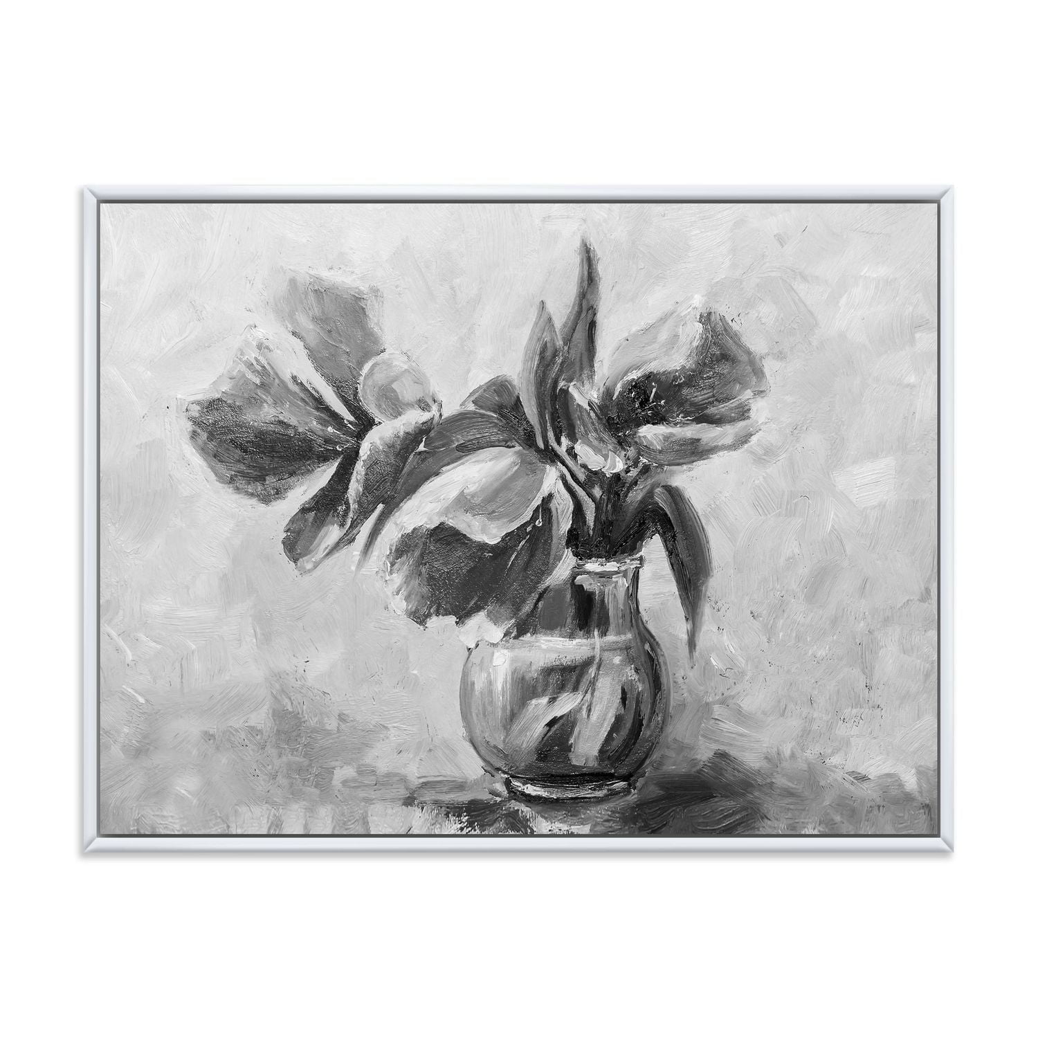 Designart Monochrome Still Life Of Flowers In A Vase FLOAT FRAME WALL ART