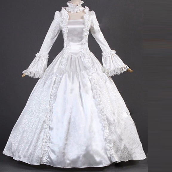 Ynynloco Women's 100%Cotton Victorian Vintage Long sleeves Rococo Ball Gown Masquerade Dress