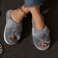 thumbnail image 3 of Zapatillas de algodón con correa cruzada de felpa cruzada de estilo europeo y americano para mujer, 3 of 5