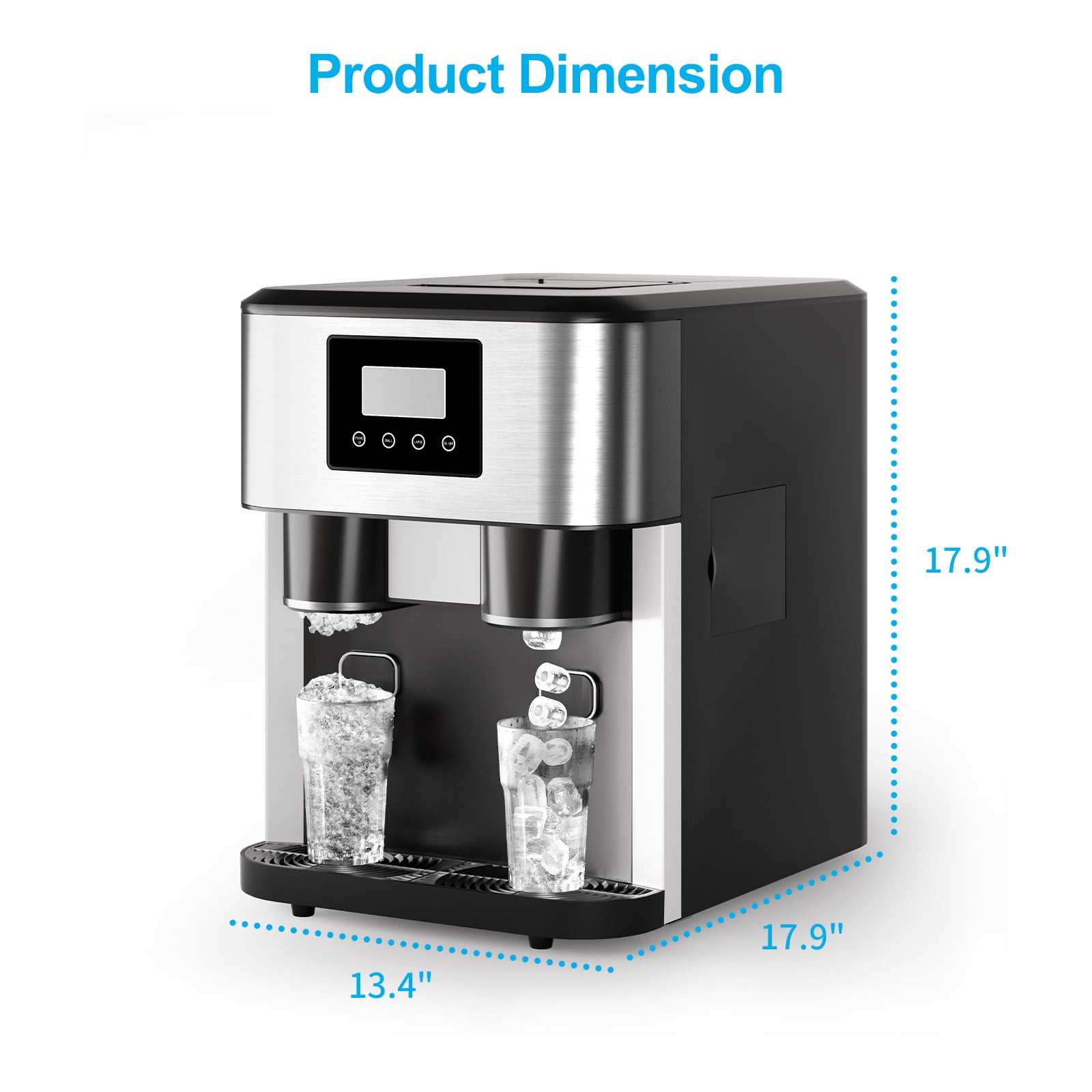 DISHUP 3 IN 1 Water Dispenser with Ice Maker & Crusher, 40 lbs/24H Ice Maker Machine,  Self Cleaning, Home/Office, Black