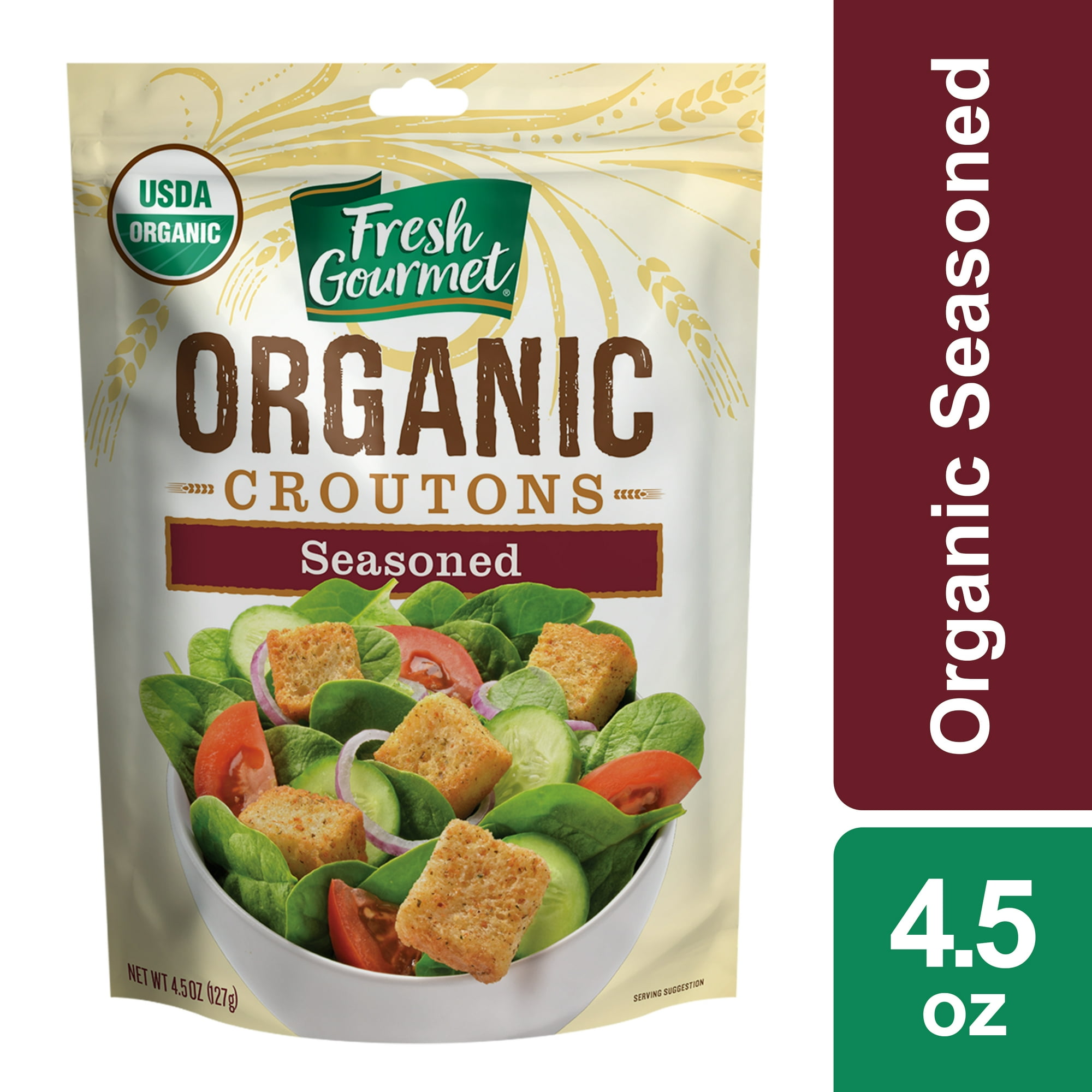 Fresh Gourmet Seasoned Organic Croutons, 4.5 oz Resealable Bag