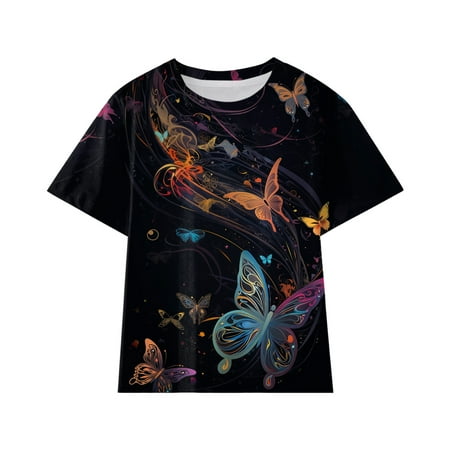 

Toddler Boy s Girl s T Shirts Shir Butterflies Prints Trendy Funny Youth Kids Clothes Size 7-8T