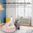 thumbnail image 4 of Cama de felpa para mascotas, cojín redondo para gatos, cesta para casa de gatos, bolsa de dormir (rosa 35*35cm), 4 of 5