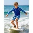 thumbnail image 5 of Aideaone 2 Piece Boys Swimsuit Set Kids Zipper Long Sleeve Rash Guard with Swim Trunks Bathing Suit Swimwear for Boys 7-12T, 5 of 6