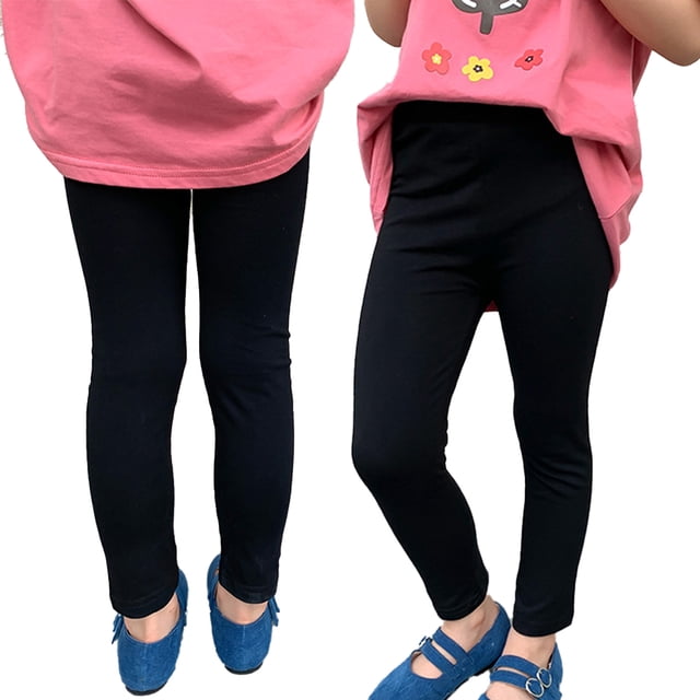 LYMAYTER Toddler Girls Leggings Spring Fall Solid Color All Match Leggings for Kids Elastic Force Ninth Pants 2-9Y