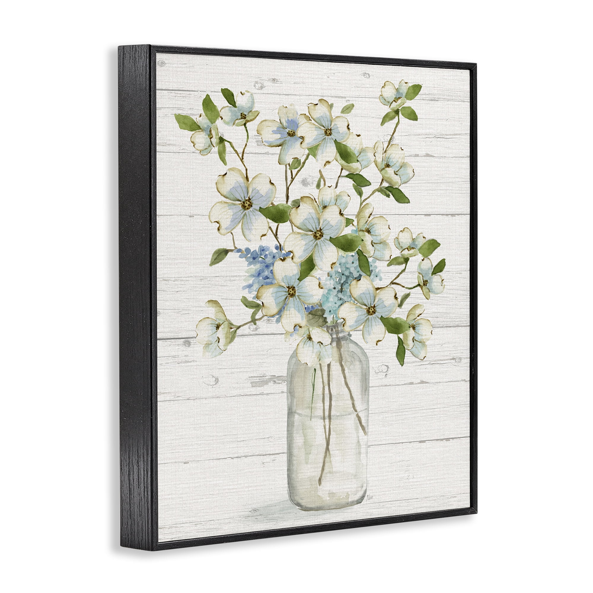 Stupell Industries Soft Dogwood Bouquet Botanical & Floral Painting Black Framed Art Print Wall Art, 24 x 30