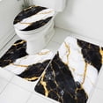 thumbnail image 3 of Black Marble Bath Mat 3 Piece Bathroom Rug Set, Luxury Gold White Abstract Cracks Artwork Non Slip Bath Rug Contour Mat and Toilet Lid Cover, Absorbent Shower Mats Soft Bath Rugs and Mats Sets, 3 of 8