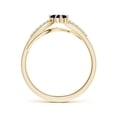 thumbnail image 2 of Angara Natural 0.28 Ct. Blue Sapphire with Diamond Side Stone Ring in 14K Yellow Gold for Women (Ring Size: 3.5), 2 of 8