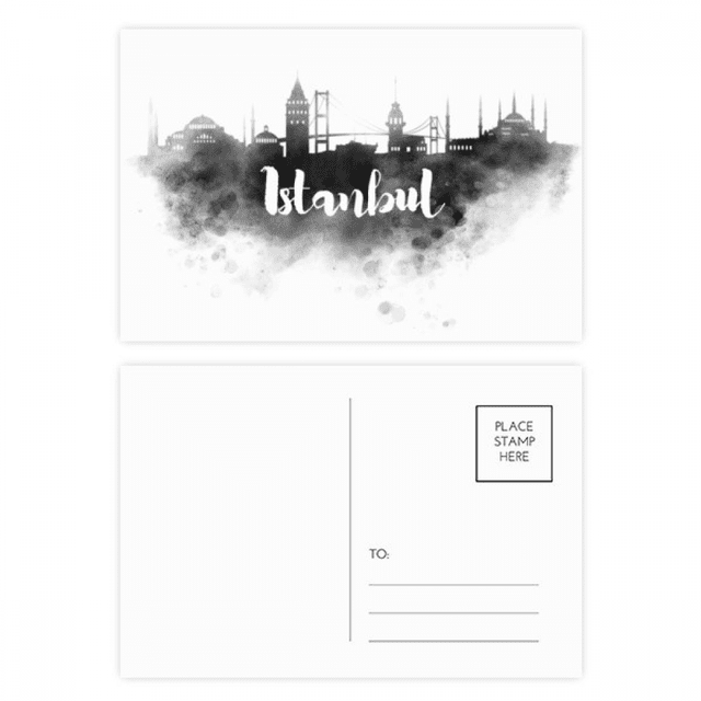 Istanbul Turkey Landmark Ink City Painting Postcard Set Birthday Mailing Thanks Greeting Card