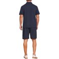 thumbnail image 3 of INSPIRE CHIC Men's 2 Pieces Sets Polo Shirt & Drawstring Shorts Textured Outfits S Navy Blue, 3 of 4