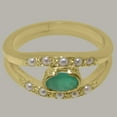 thumbnail image 4 of LBG British Made 18k Yellow Gold ring with Natural Emerald & Cultured Pearl Womens Band Ring - 33 size options - Size 11, 4 of 7