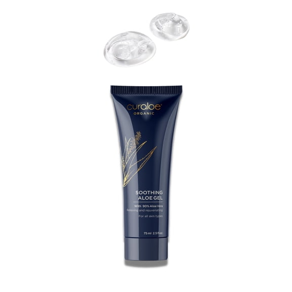 Curaloe Organic Soothing Aloe Vera Gel, with 90% Aloe Vera, Rosemary, Lavender, 2.5 fl. Oz.