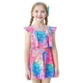 thumbnail image 1 of Sunnyoo Little Girls Ruffle Swim Dress Sun Protection Bathing Suit with Shorts Swimsuits, 1 of 8