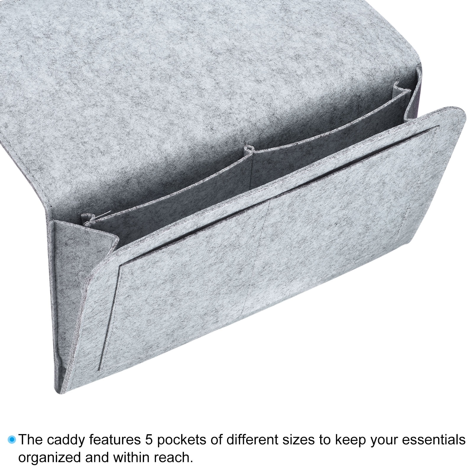 Unique Bargains Felt Bedside Hanging Organizer for Remotes and Phones Light Grey 13"