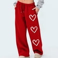 thumbnail image 2 of FRSASU Women's Wide Leg Sweatpants High Waisted Baggy Workout Sweat Pants Comfy Drawstring Athletic Pants with Pockets Red, 2 of 5