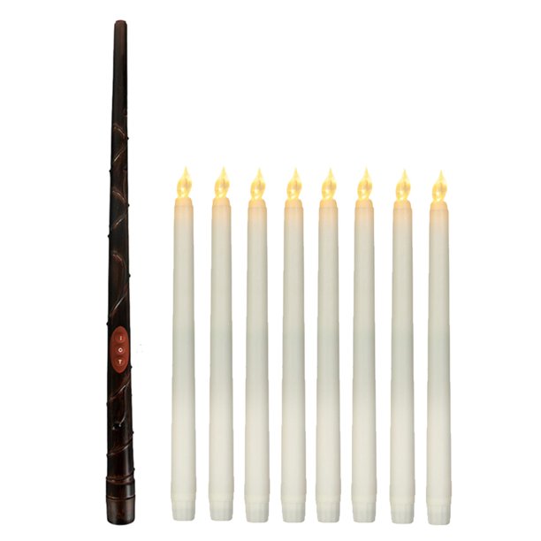 Velas sin Llama con Remoto 8Pcs Led Velas Cónicas Flotantes sin Llama con Varilla Remota Y Cadena,Batería de Ventana de Vela Palos Luces,Decoración para Navidad,Boda,Fiesta de Cumpleaños