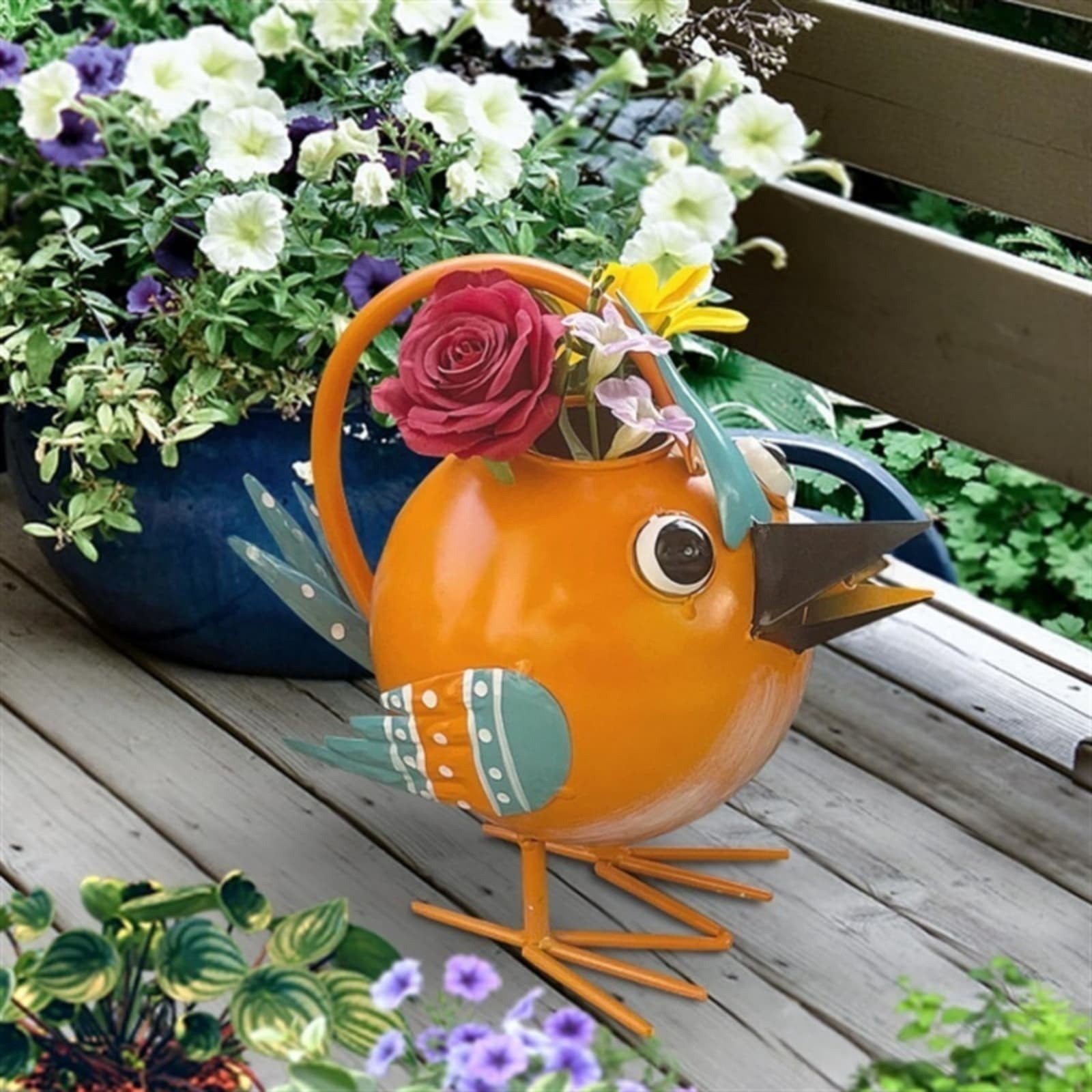Bird-Shaped Watering Can 0.5 Gallon Metal Chick Decorative Water Can Cute Garden Water Pot with Ergonomic Handle Irrigation Accessories for Indoor and Outdoor Gardening Spring
