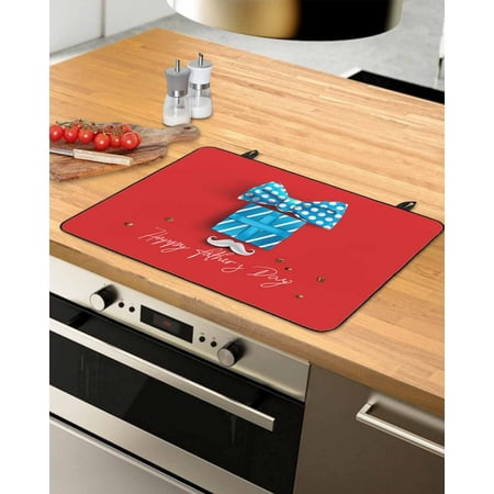 

Happy Father s Day Stove Top Covers for Electric Stove Heat Insulation Fireproof Glass Cooktop Cover Counter Top Glass Stove Cover for Prevent Scratches 31 x24 Blue Polka Dots Bow Gifts Red