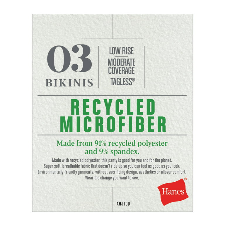 Hanes Women's Recycled Microfiber Bikini 3-Pack Assorted 9 
