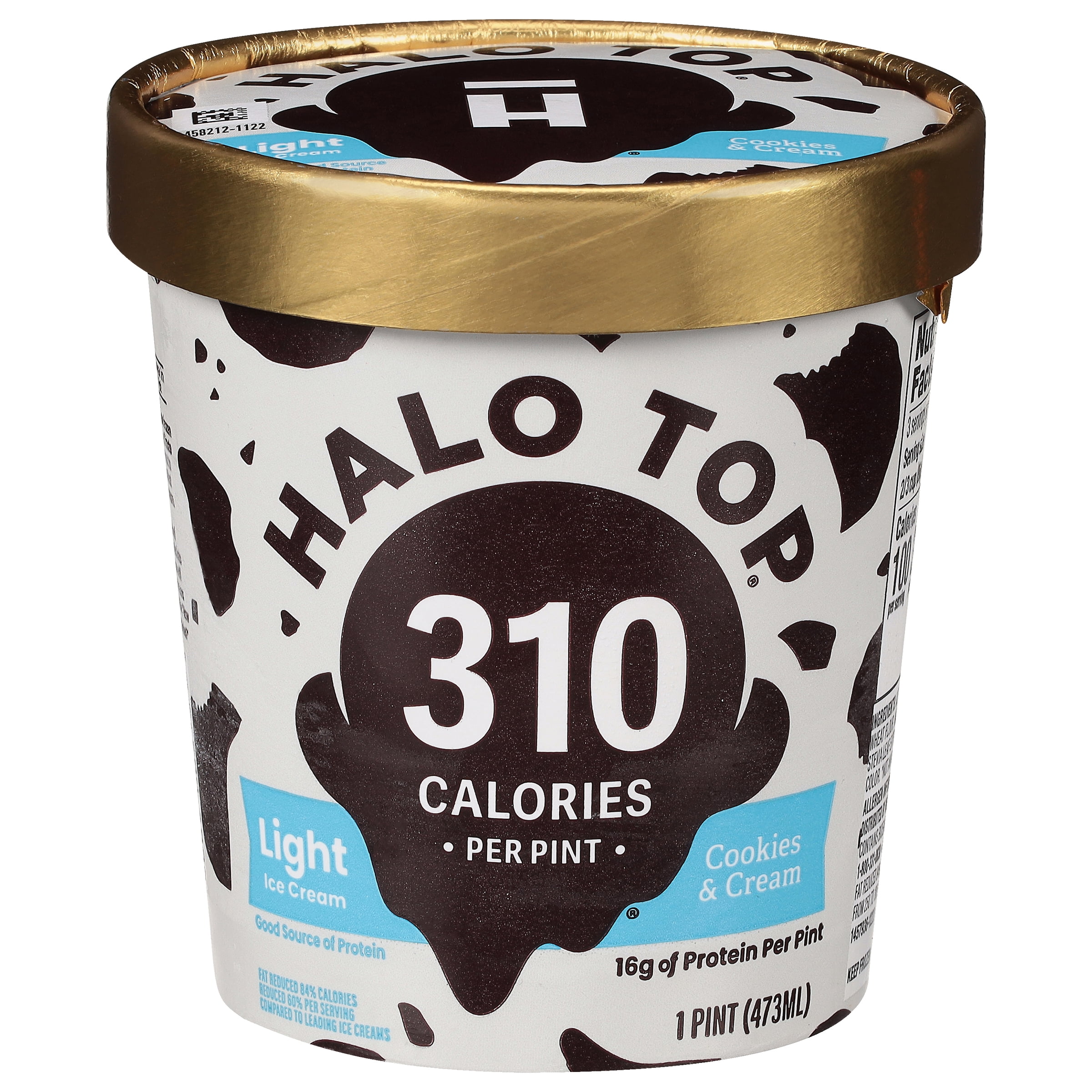 Halo Top Cookies and Cream Light Ice Cream Pint, 16 fl oz
