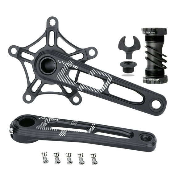 Bike Crank Arm Set for Folding 170mm 130BCD 5 Bolts Crankset with Bottom Bracket and Chainring Bolts
