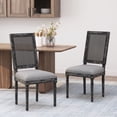 thumbnail image 2 of GDF Studio Brownell French Country Fabric Upholstered Wood and Cane Upholstered Dining Chairs, Set of 2, Gray, 2 of 11