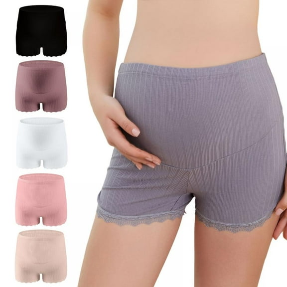 Women's Maternity Over the Bump Support Shorts Panties for Dresses,Middle Waisted Mid-Thigh,Belly Support Seamless Pregnancy Underwear