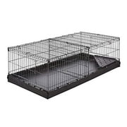 Indoor-Outdoor Small Pet Habitat Cage with Canvas Bottom, with Divider, Black