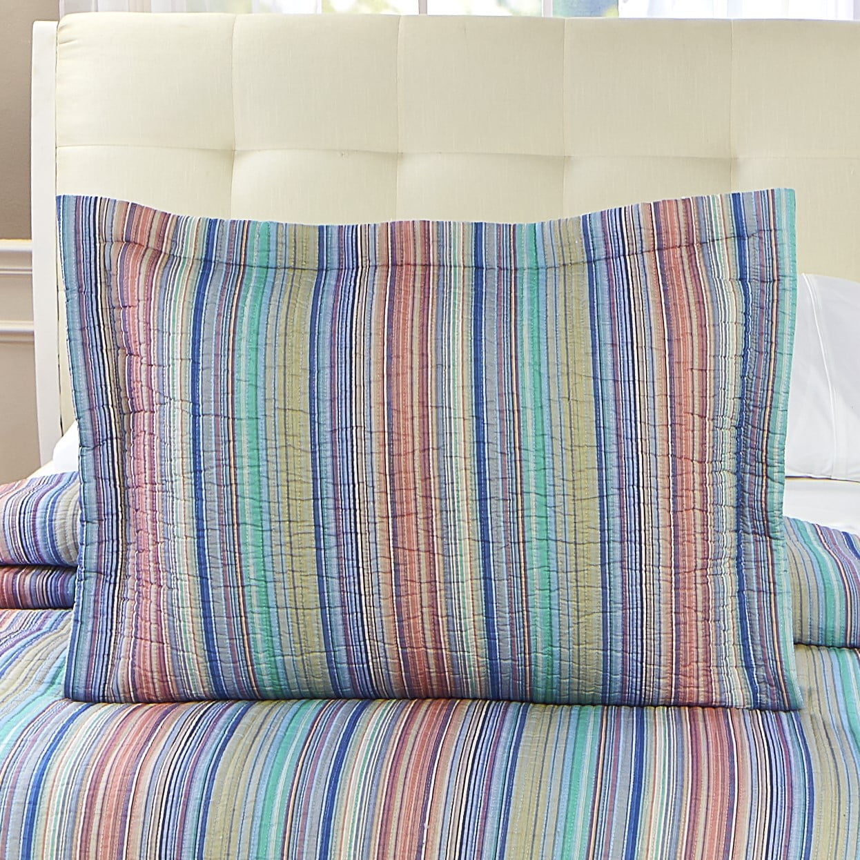 Retro Striped Pillow Sham for Bedrooms, Furniture, and Around the Home