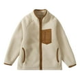thumbnail image 5 of Gubotare Fleece Jacket Kids Boys Fleece Full-Zip Hoodie Jacket Kids Warm Hooded Fall Winter Jacket with Pockets Size 15-17,(Beige 15-17 Years), 5 of 5