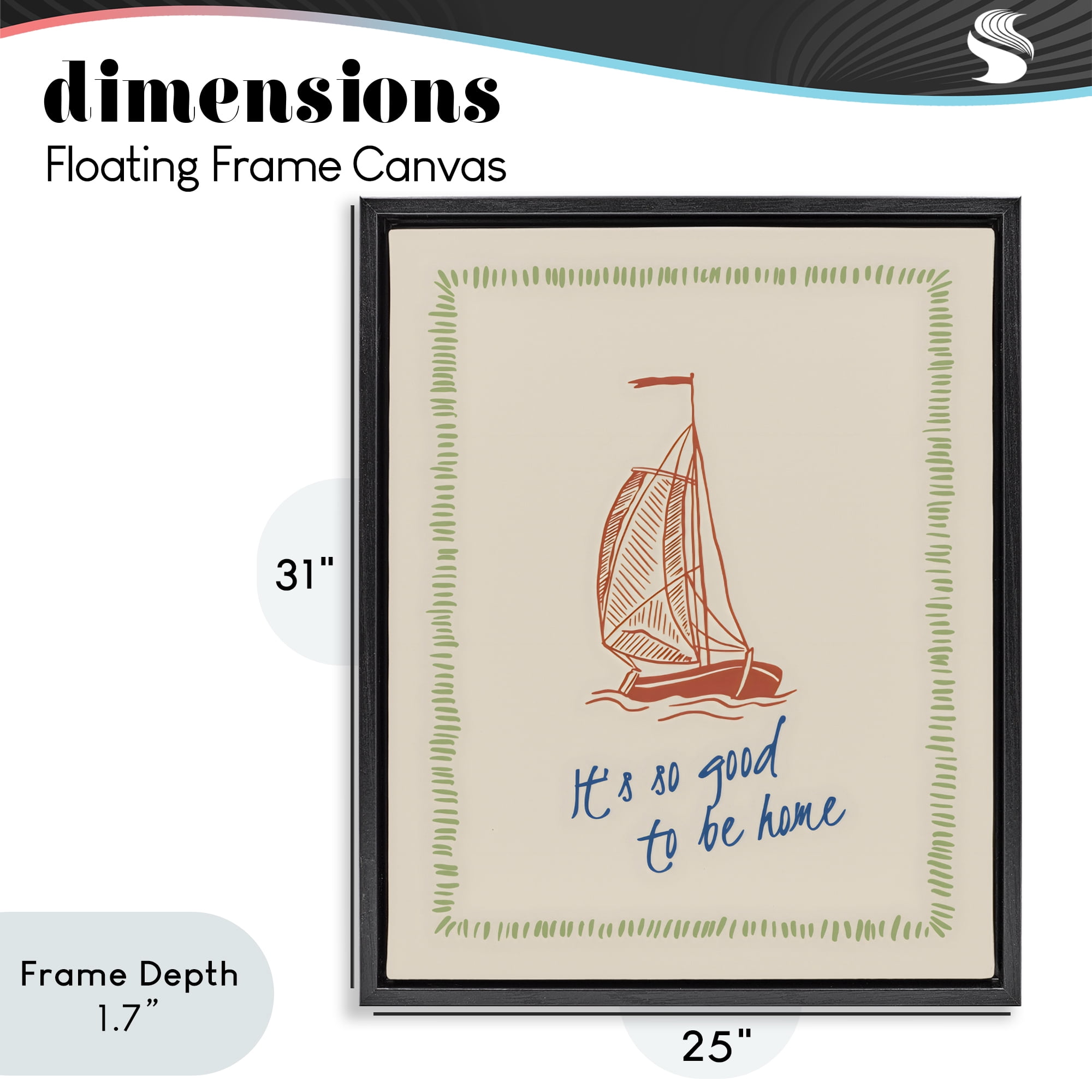 Stupell Industries Good To Be Home Sailboat Black Framed Floater Canvas Wall Art, design by The Prints Vibe