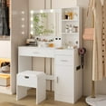 thumbnail image 6 of Vanity Table Set with Mirrors and Adjustable Lights ,Makeup vanity With Power Outlet for Bedroom Dressing Room,White, 6 of 9