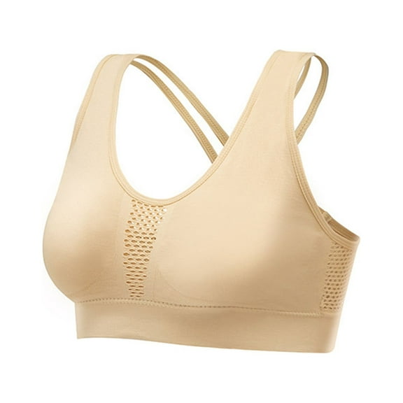 Elainilye Fashion No Underwire Bras For Women Traceless Yoga Sports Bra Back Support Bra Sleep Bra Wirefree Underwear Bra,Beige