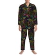 thumbnail image 3 of Susaid Color Summer Print Men's Long Sleeve Pajama Set, Two-Piece Button-Down Loungewear PJs Set, Comfortable Sleepwear for Relaxation-XX-Large, 3 of 7