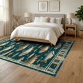 thumbnail image 3 of ODIKA 6'x9' Washable Area Rug Deep Teal Fishing Fish Vintage Rustic Trout Motif with Distressed Angler Design for Dining Room, Under Table, Office Décor, Non-Slip Chair-Friendly, 3 of 7
