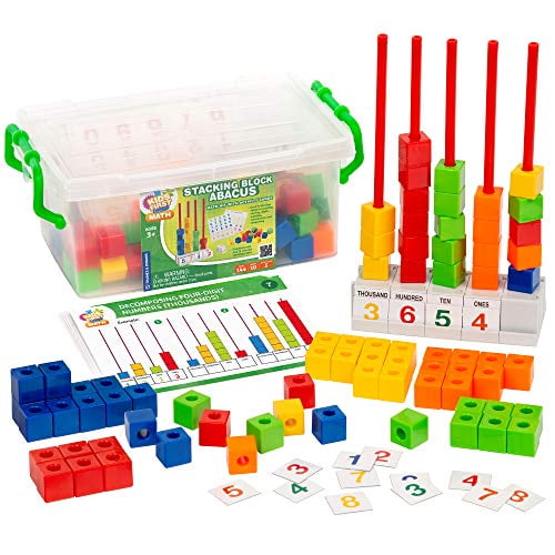 Kids First Math: Stacking Block Abacus Math Kit w/ Activity Cards | Develop Skills in Counting, Sorting, Subtraction, Addition & More | Visual Hands-on Math for At-Home or Classroom Learning