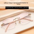 thumbnail image 1 of Gafas de presbicia con corte de diamante sin marco para mujer, elegantes y modernas, gafas de presbicia delgadas y ligeras con protección contra la luz azul, 1 of 5