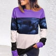 thumbnail image 2 of XPMWRP Women's Vintage Colorblock Sweatshirt Crewneck Long Sleeve Casual Loose Pullover Fall Winter Oversized Sweatshirt Purple XXXL, 2 of 5