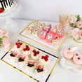 thumbnail image 6 of 12 Pcs White Plastic Serving Trays with Gold Rim, 14''x9'' Rectangle Dessert Trays for Dessert Table, Disposable Platters Cookie Cupcake Gold Serving Tray for Birthday Party Wedding, 6 of 7