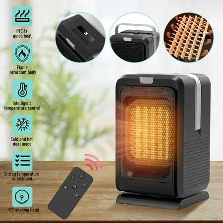 

MDHAND Portable Space Heater 45° Oscillating Electric Heater With Digital Thermostat 1000W PTC Ceramic Heater Safe Silent Heating Remote Control