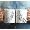 thumbnail image 3 of CTDream Wedding Party 11oz. Coffee Mug Gift, Graphic Only, Vintage Boho Black Leaves Botanical Arrangement, 4-Pack, Hostess Birthday Present Ideas, 3 of 6