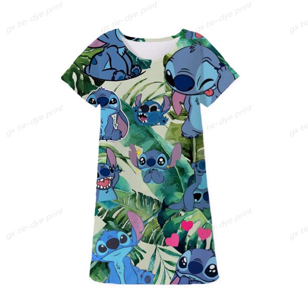 Ropa de mujer 2022 New Summer Disney Marca: Stitch Ropa de mujer Diseño de princesa Ropa de niños Ropa de niños Ropa casual 13-14T Gao Jinjia LED