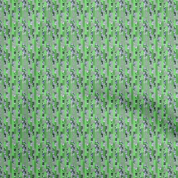 oneOone Cotton Silk Light Green Fabric Floral Fabric For Sewing Printed Craft Fabric By The Yard 42 Inch Wide