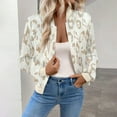 thumbnail image 2 of Stichou Womens Metallic Sparkly Jacket Lightweight Leopard Print Long Sleeve Zip-Up or Open Front Fashionable Outerwear White 4XL, 2 of 7