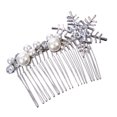thumbnail image 4 of EeaseMX Tocado de boda con copos de nieve, peineta con pinza para el pelo y perlas artificiales, decoración para el cabello, 4 of 7